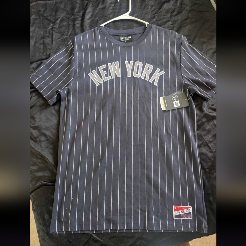 New Era New York Navy Blue Pinstripe Baseball Jersey